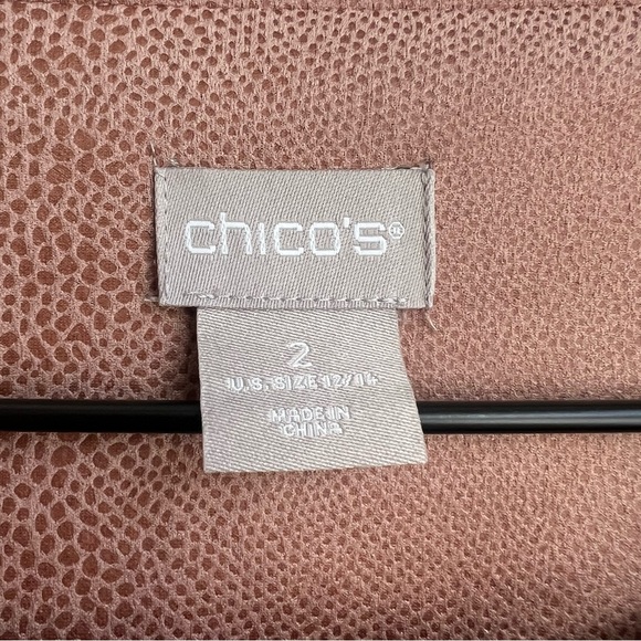 Chico’s Faux Suede Scuba Jacket L 12/14 Snakeskin Snap Front Boho Desert Tan - Picture 5 of 11